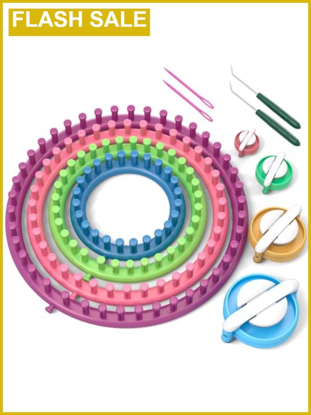 Round Knitting Looms Set ABS Plastic Craft Kit with Hook Needle Pompom Maker
